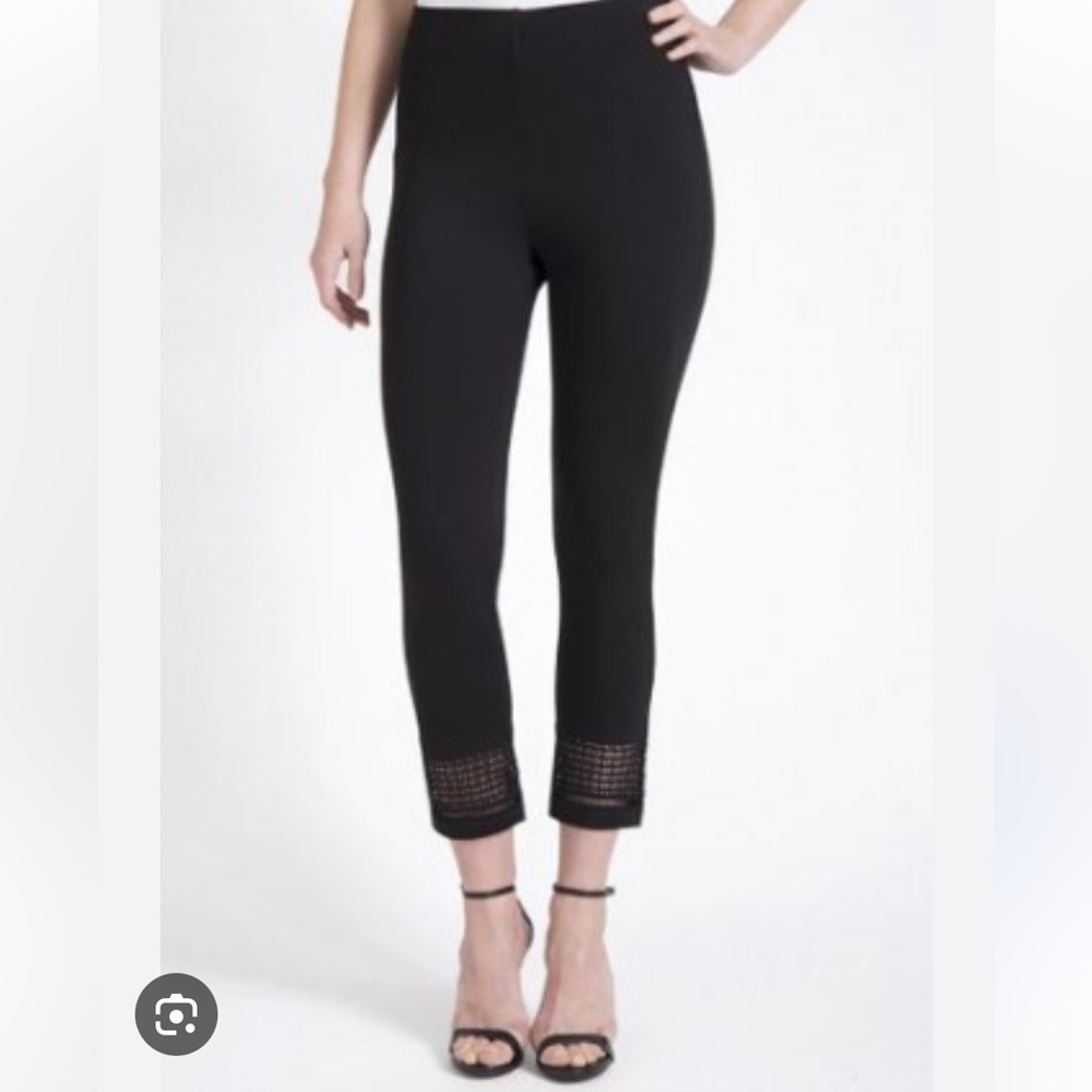 NWT Lysse Baja Black Cropped Leggings with Macrame Detailing